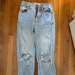 Abercrombie & Fitch Light Blue Distressed Straight Jeans